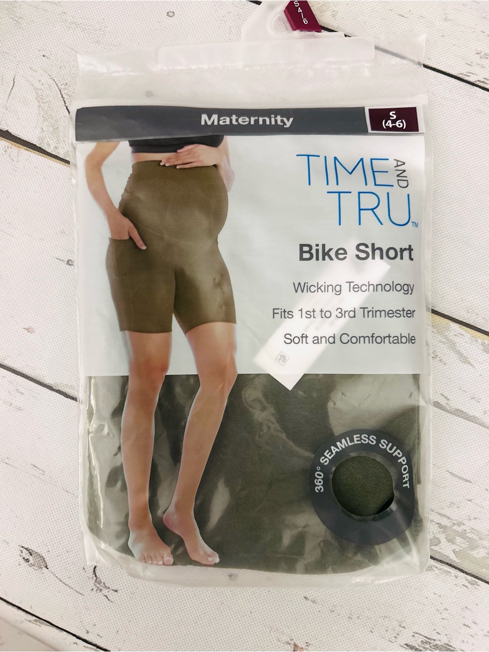 Maternity Bike Shorts Sz S Time and Tru Olive Green